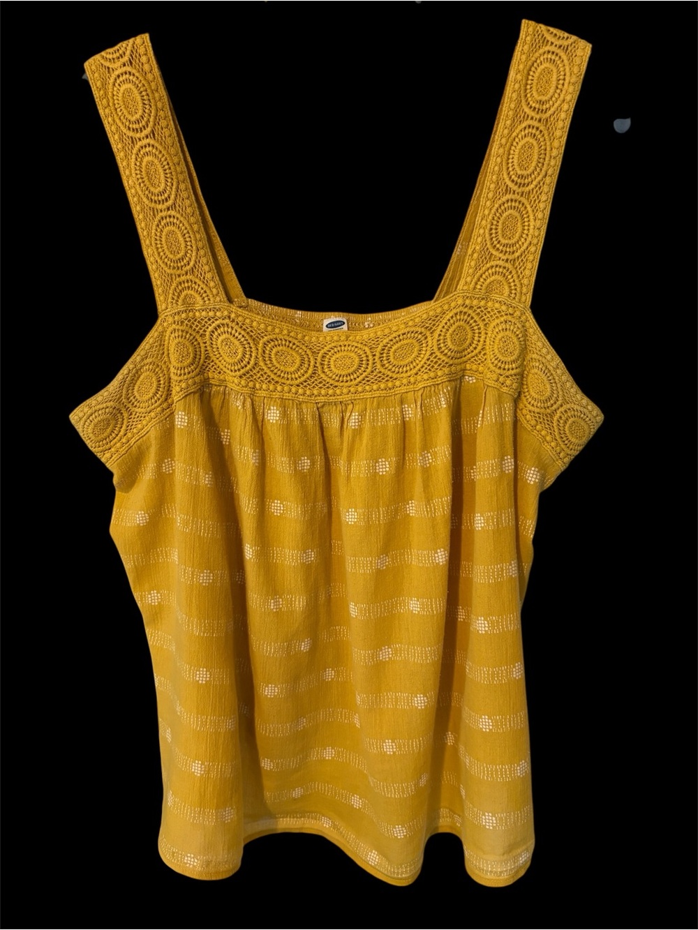 Old Navy Mustard Yellow Crochet Yoke Tank